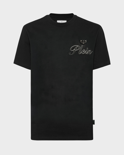 Czarny t-shirt z ozdobnym logo - Image #0