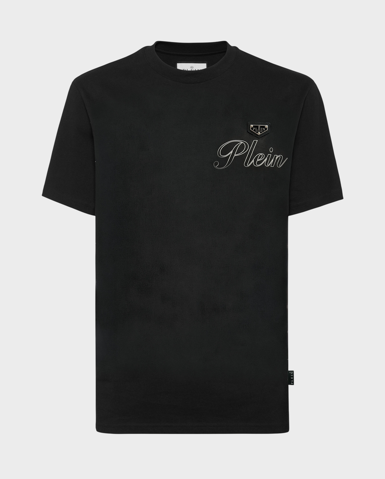 Czarny t-shirt z ozdobnym logo