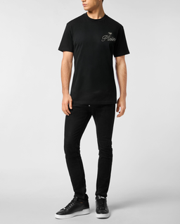 Czarny t-shirt z ozdobnym logo - Image #3