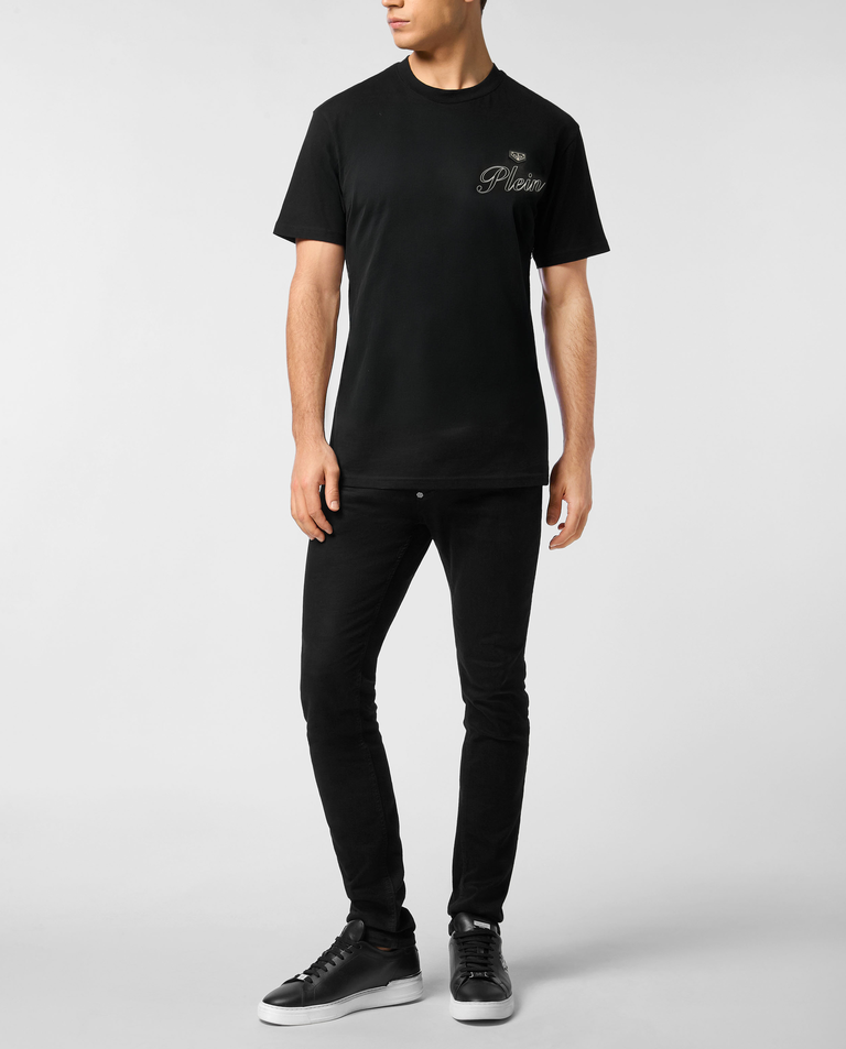 Czarny t-shirt z ozdobnym logo - Image #3