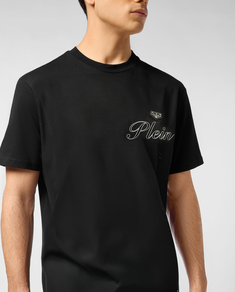 Czarny t-shirt z ozdobnym logo - Image #4