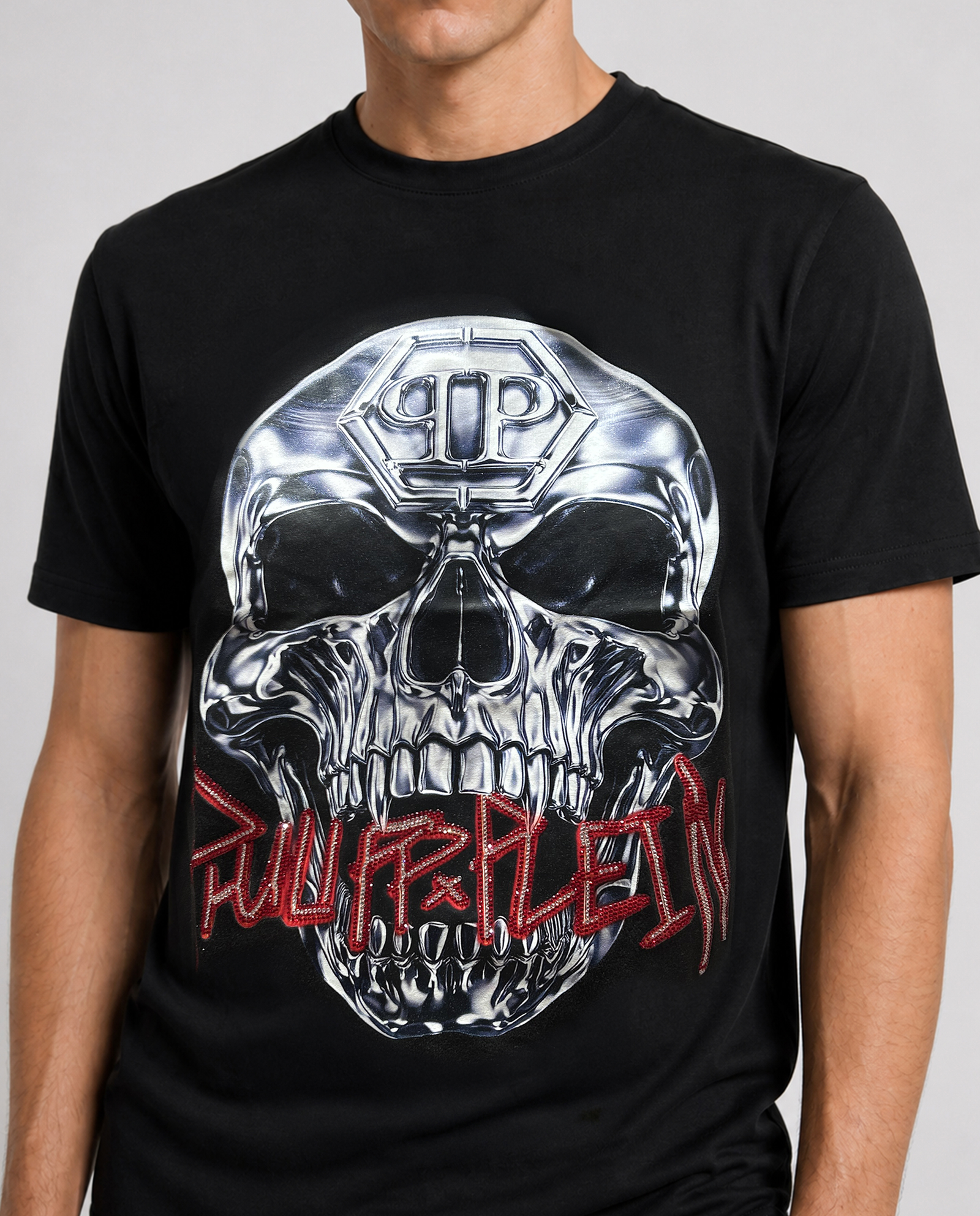 Czarny t-shirt Skull Metallic - Image #3