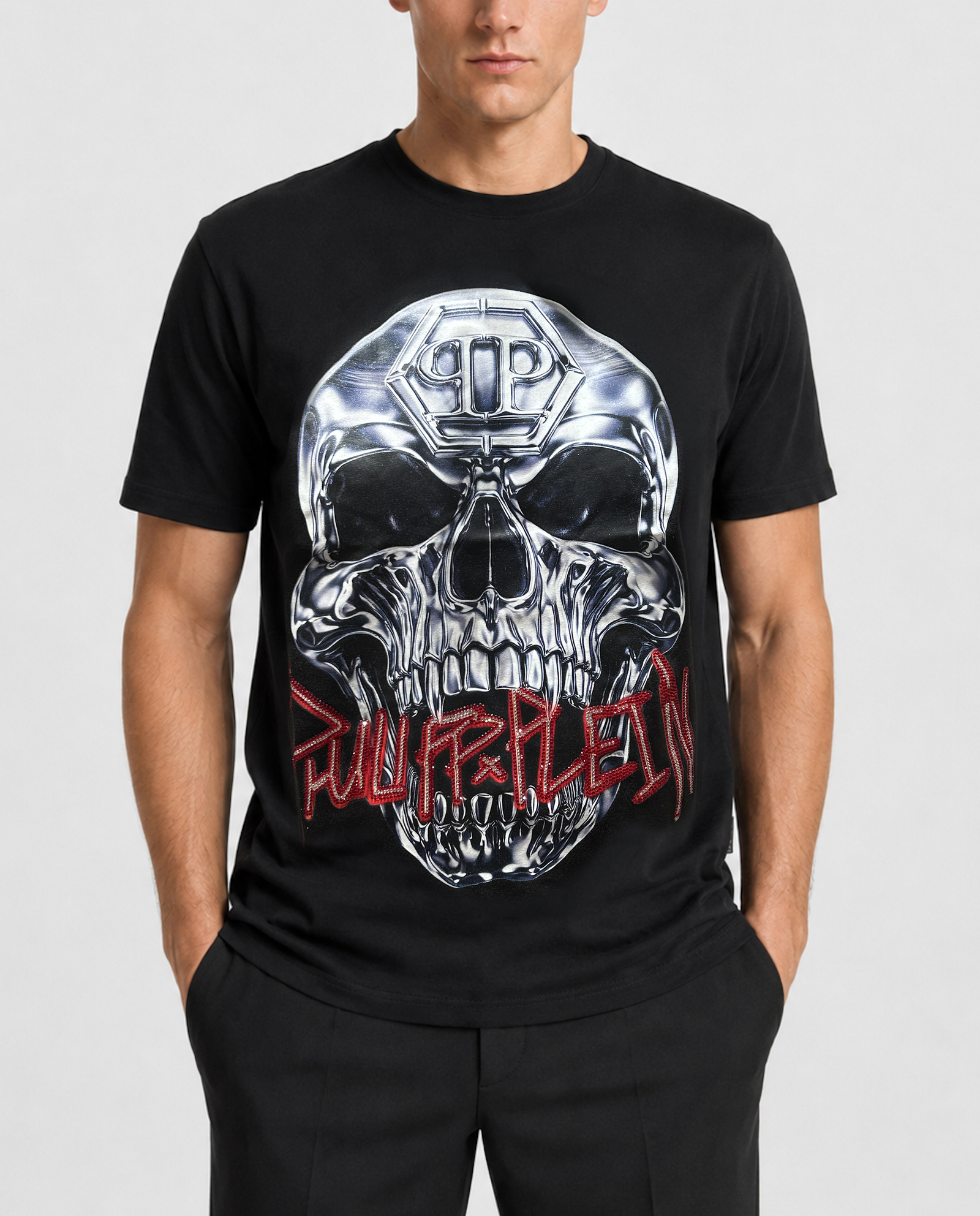 Czarny t-shirt Skull Metallic - Image #1