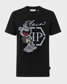 Czarny t-shirt z kryształową grafiką - Image #0