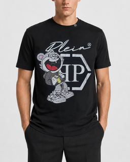 Czarny t-shirt z kryształową grafiką - Image #1