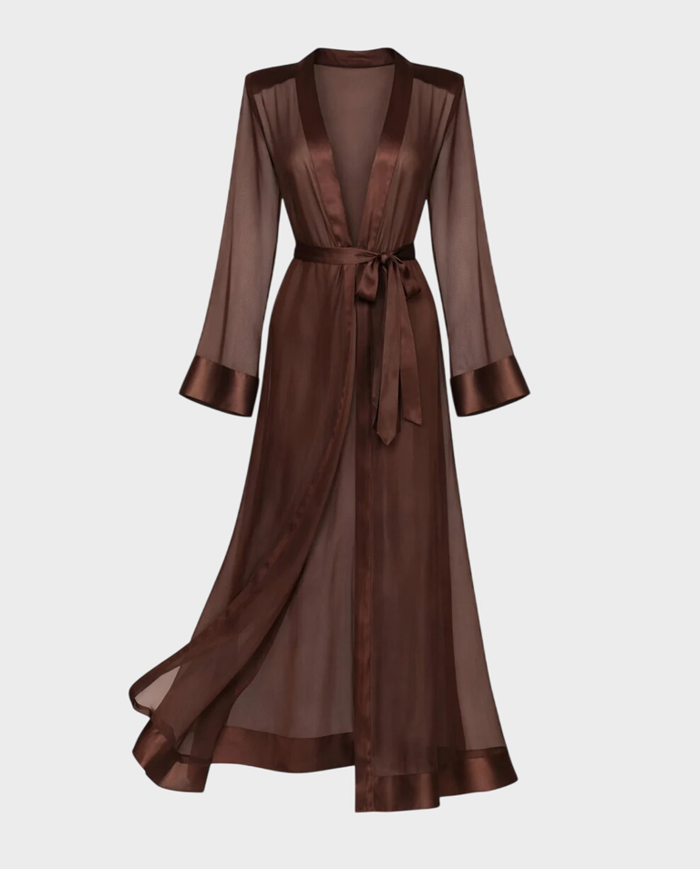 Czekoladowe kimono z organzy Khaa
