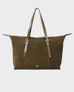 Zamszowa oliwkowa torebka Tote - Image #0