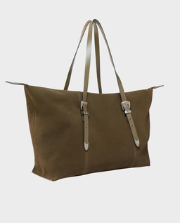 Zamszowa oliwkowa torebka Tote - Image #1