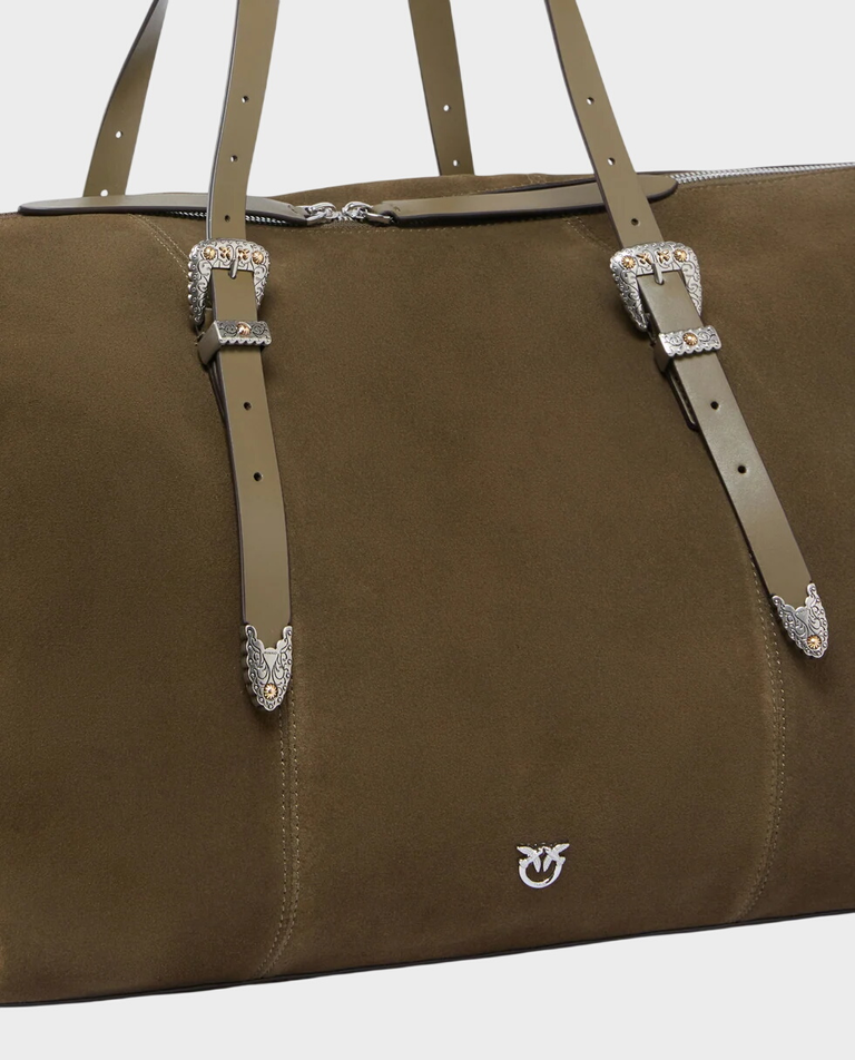 Zamszowa oliwkowa torebka Tote - Image #2