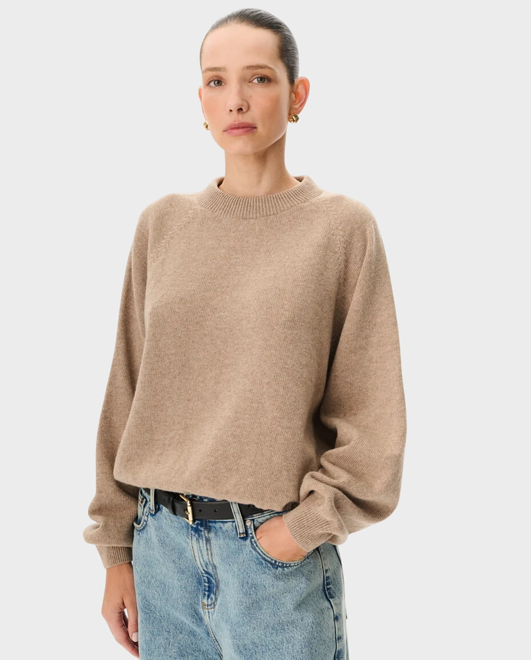 Beżowy sweter z wełny merino Beth
