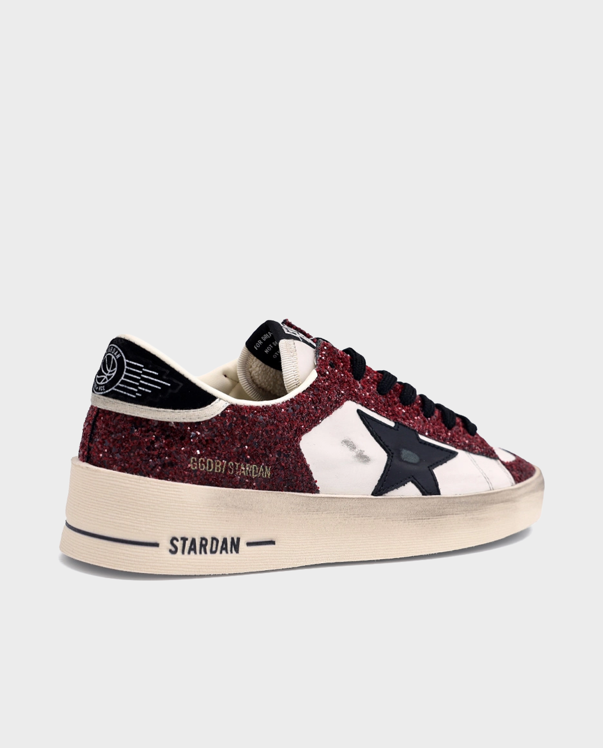 Biało-bordowe sneakersy z brokatem Stardan - Image #1