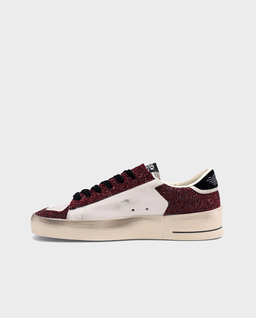Biało-bordowe sneakersy z brokatem Stardan - Image #2