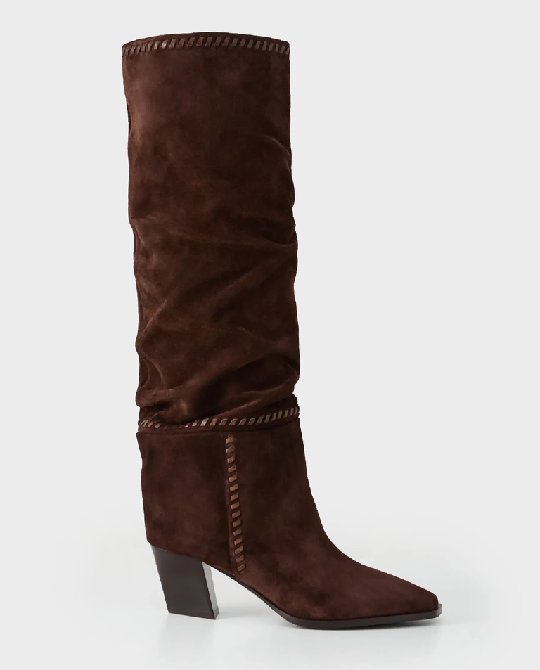 JIMMY CHOO - Brązowe zamszowe kozaki Hart 60